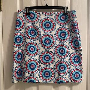 TALBOTS SZ SMALL CANVAS COTTON A-LINE SKIRT - FLORAL MEDALLION - Great Condition